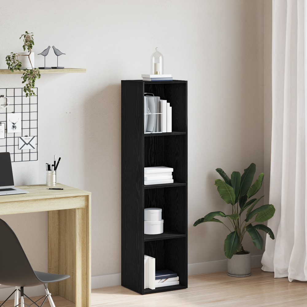 Bücherregal Schwarz Eichen-Optik 143cm