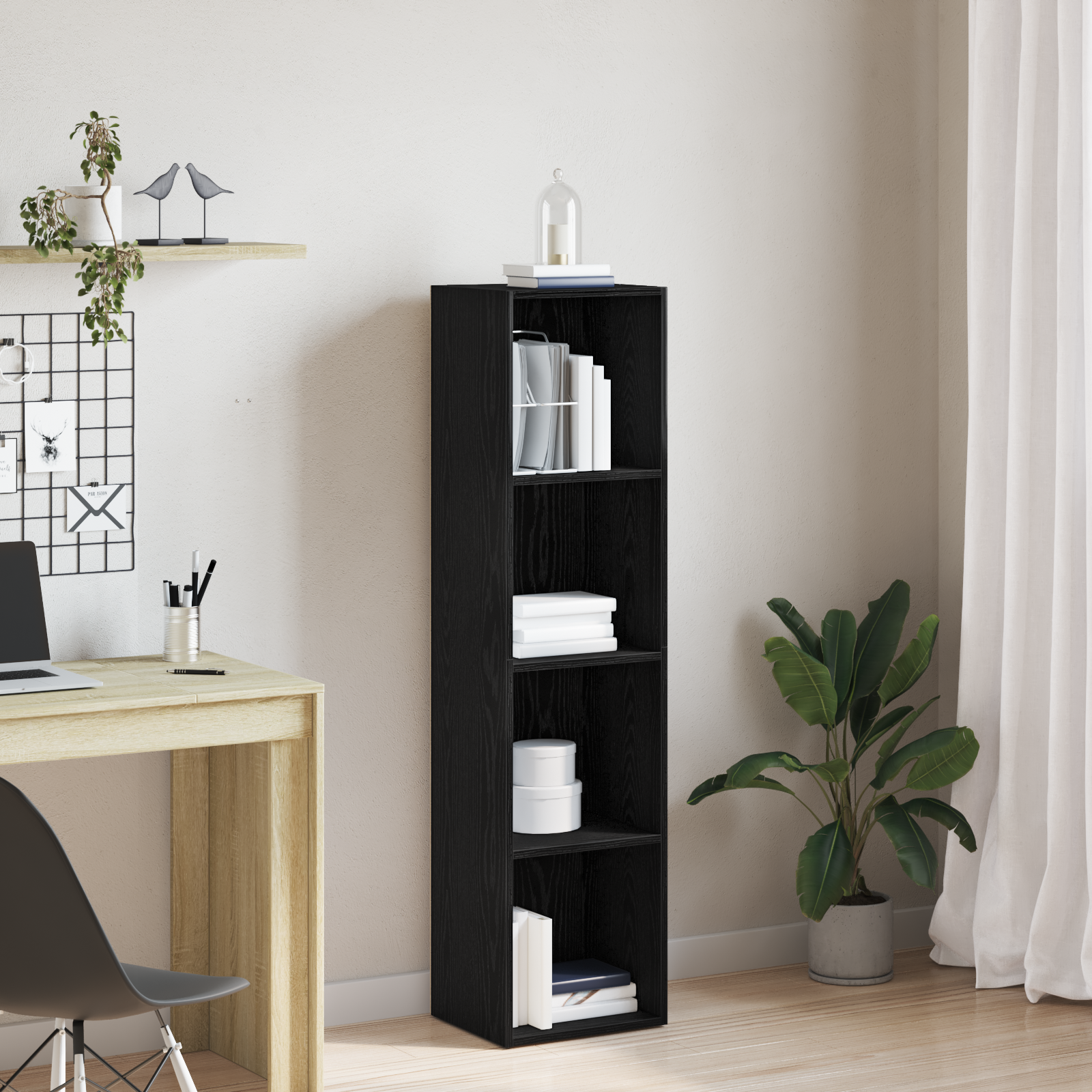 Bücherregal Schwarz Eichen-Optik 143cm