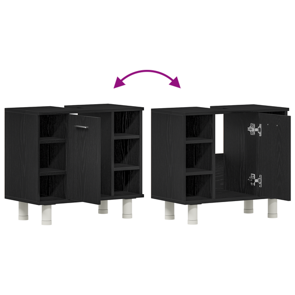 Badschrank Schwarz Eiche 60 cm