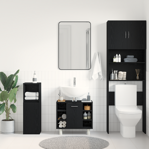 Badschrank Schwarz Eiche 60 cm