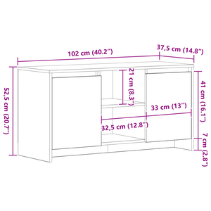 TV-Schrank Schwarz Eichen-Optik 102 cm