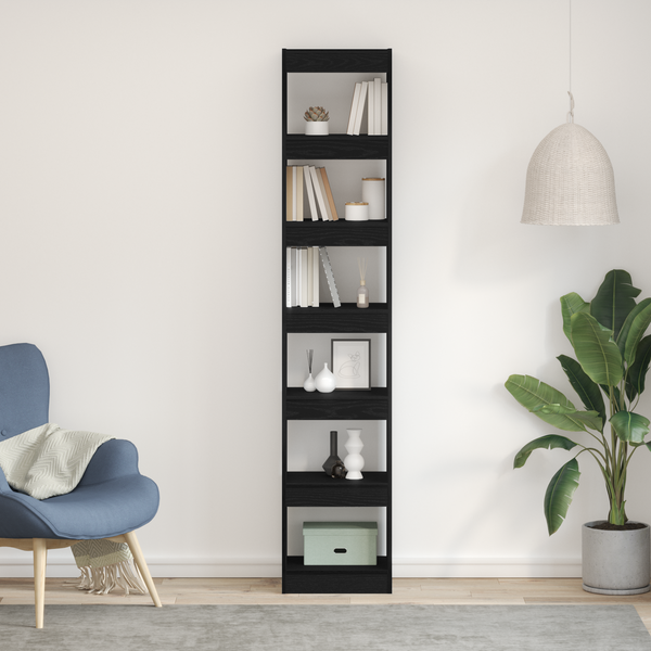 Schwarzes Bücherregal Eichenoptik, 198cm hoch