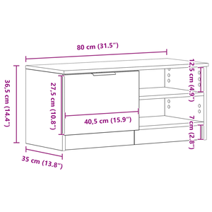 TV-Schrank Schwarz Eichenoptik 80 cm