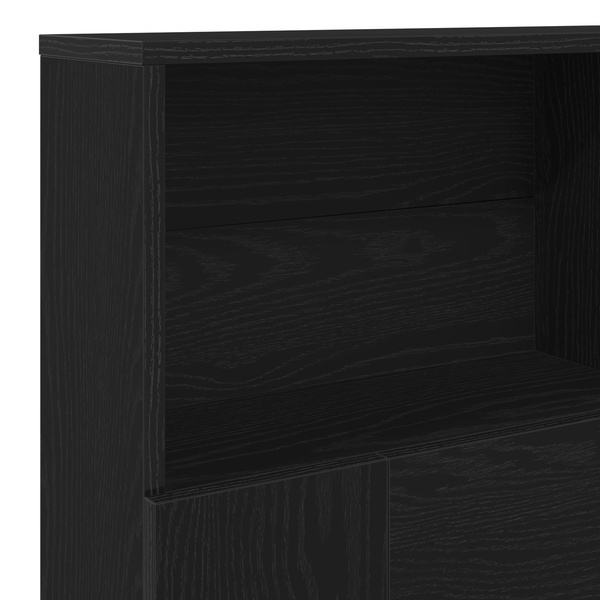Schwarzes Kopfteil mit Stauraum Eiche 180 cm