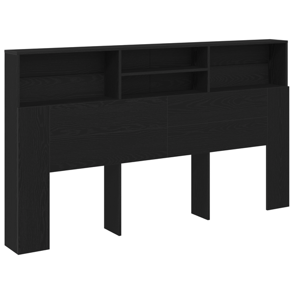Schwarzes Kopfteil mit Stauraum Eiche 180 cm