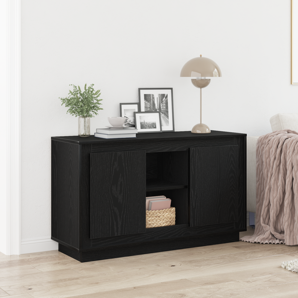 Schwarzes Sideboard in Eichenoptik, 102 cm