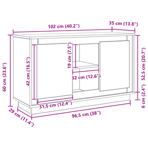 Schwarzes Sideboard in Eichenoptik, 102 cm