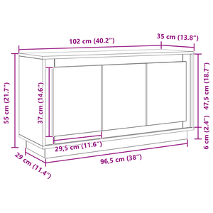 Schwarzes Sideboard Eichenoptik 102 cm
