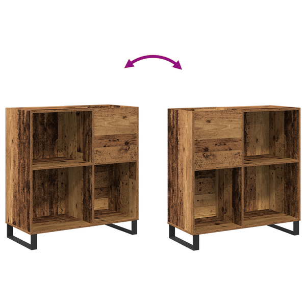 Schallplattenschrank Artisan Eiche mit Regal