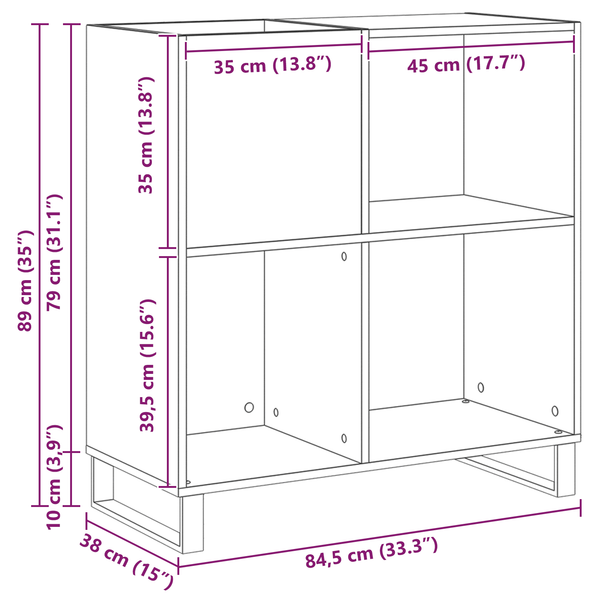 Schallplattenschrank Artisan Eiche mit Regal