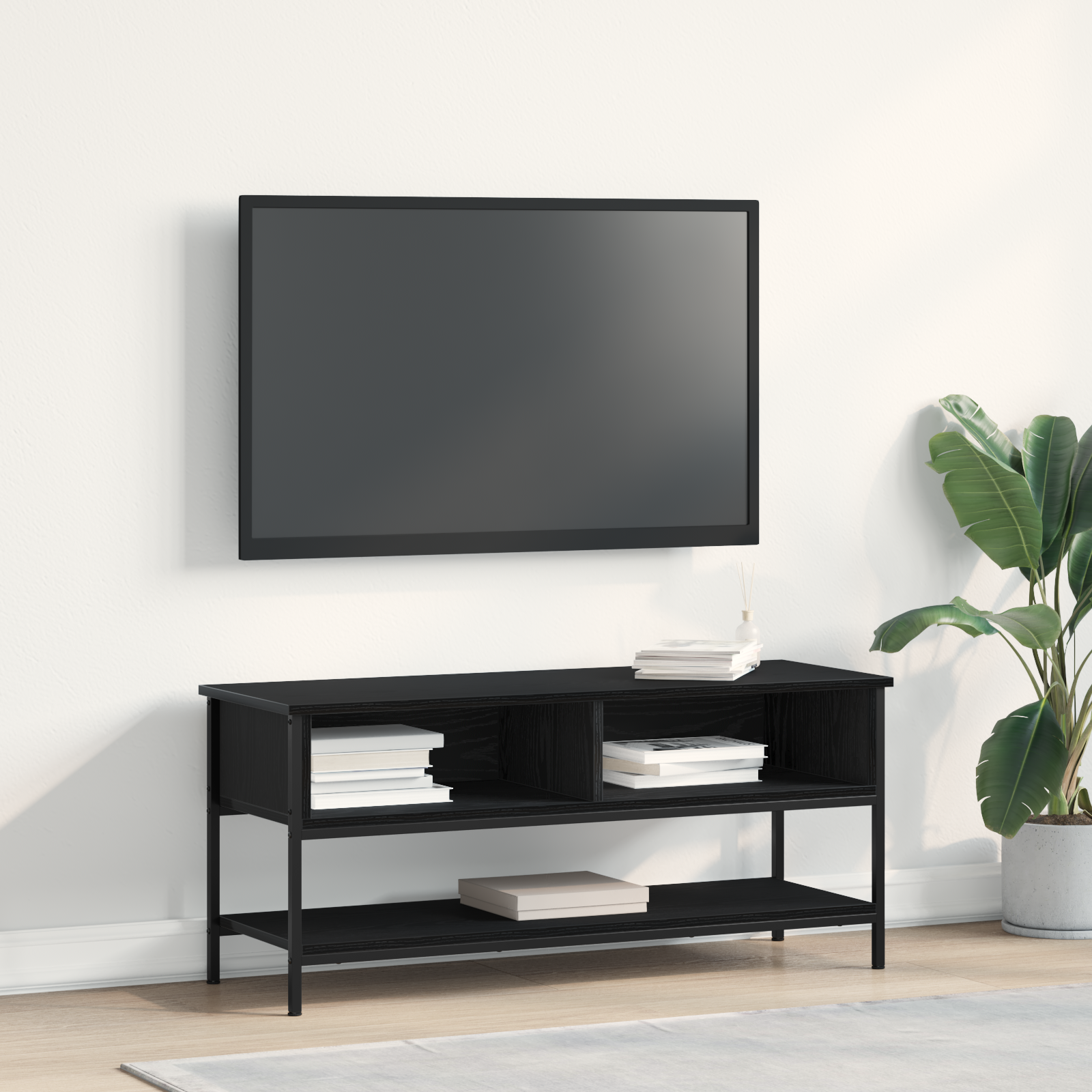 TV-Schrank Schwarz Eichen-Optik 100 cm