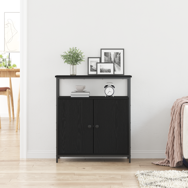 Schwarzes Sideboard Eichen-Optik 70 cm