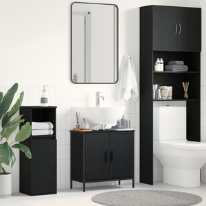 Waschbeckenschrank Schwarz Eichen-Optik 60cm