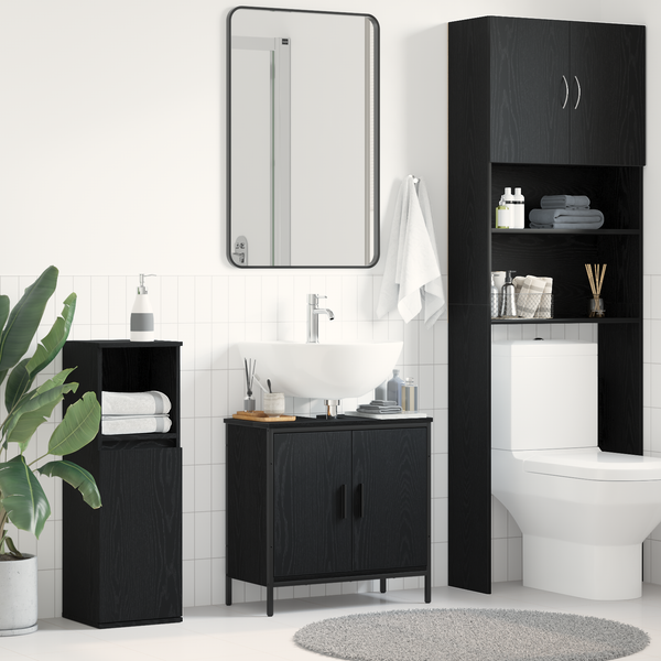 Waschbeckenschrank Schwarz Eichen-Optik 60cm