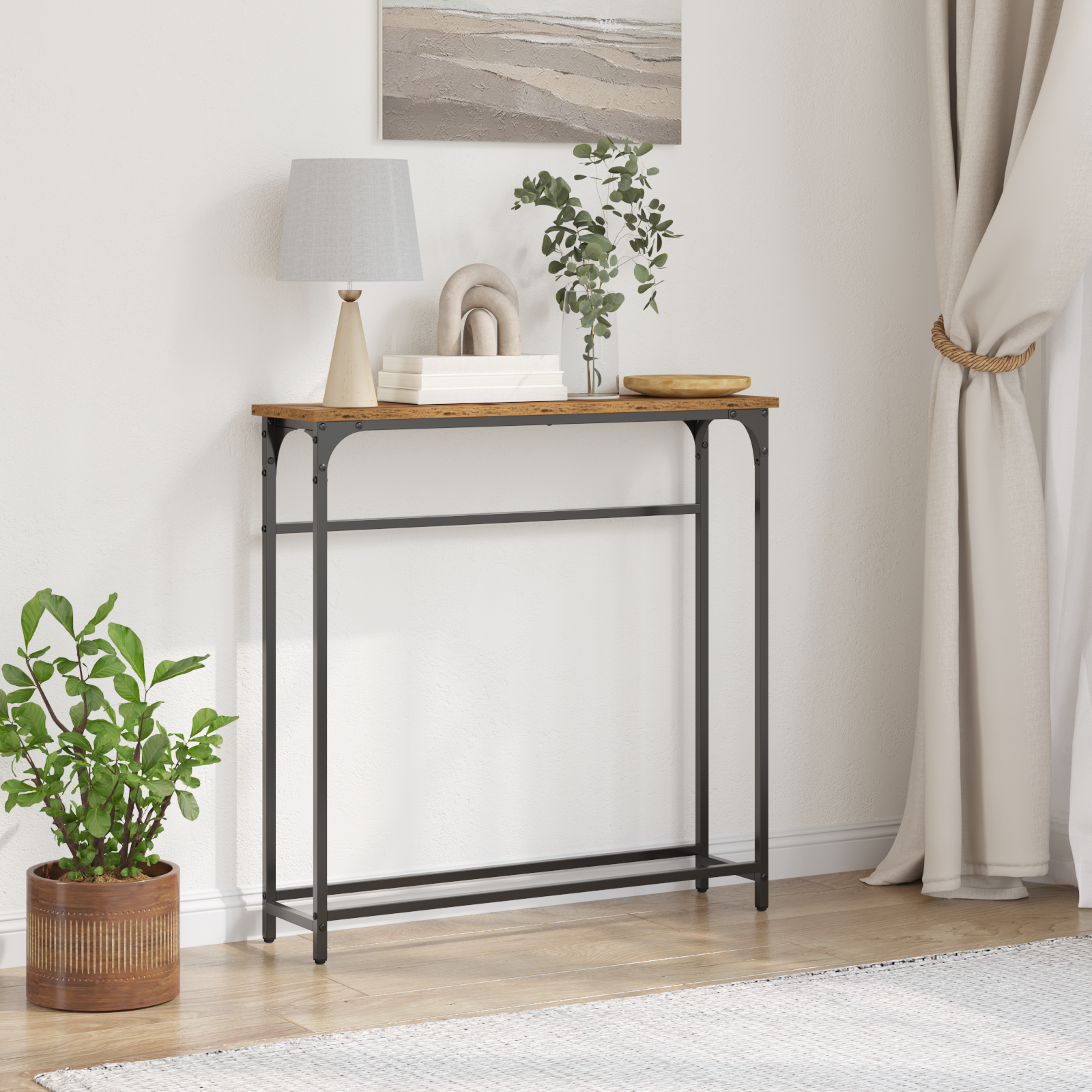 Konsolentisch Altholz mit Regal 75 cm