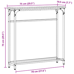 Konsolentisch Altholz mit Regal 75 cm