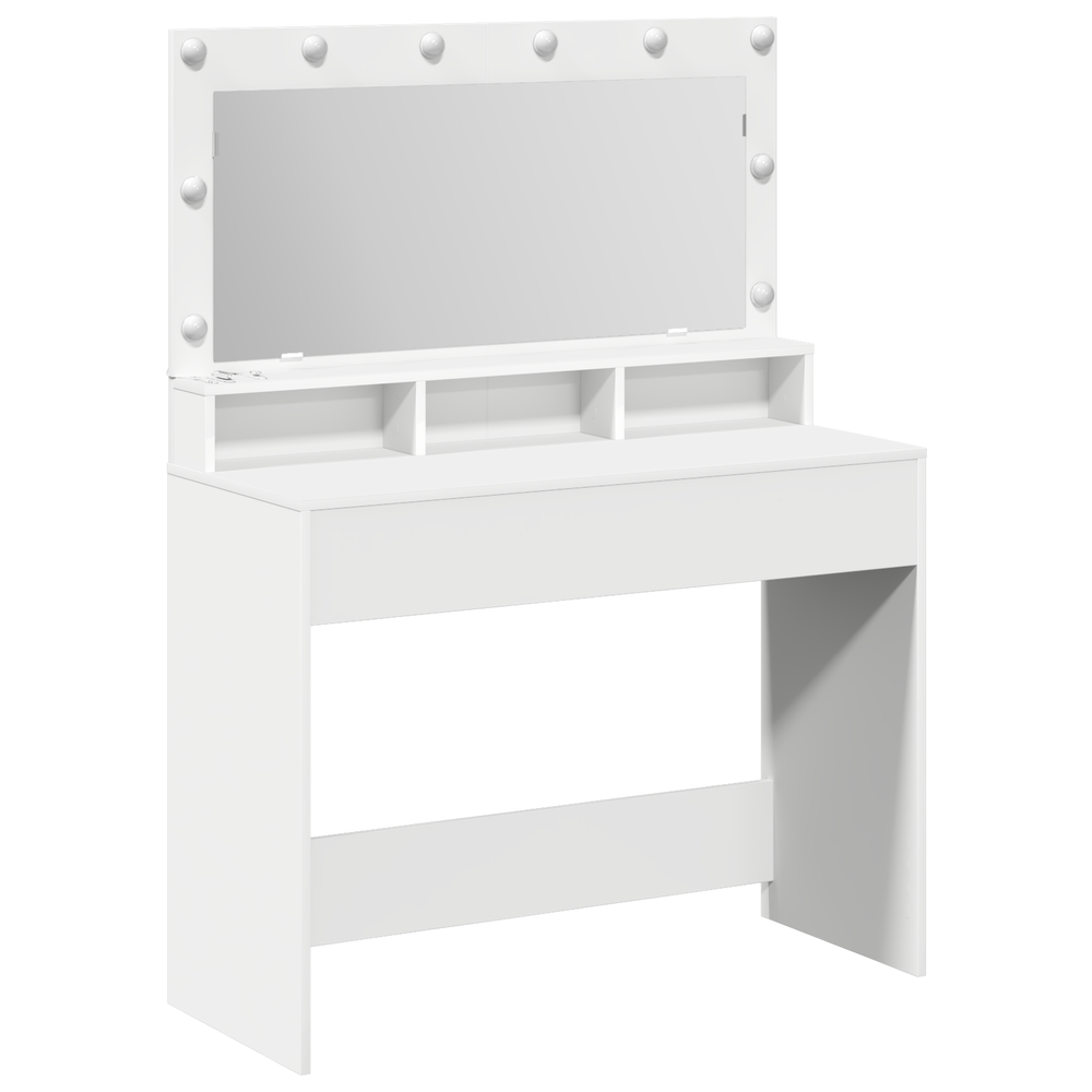 Schminktisch mit Regal Weiß 100x41x135 cm