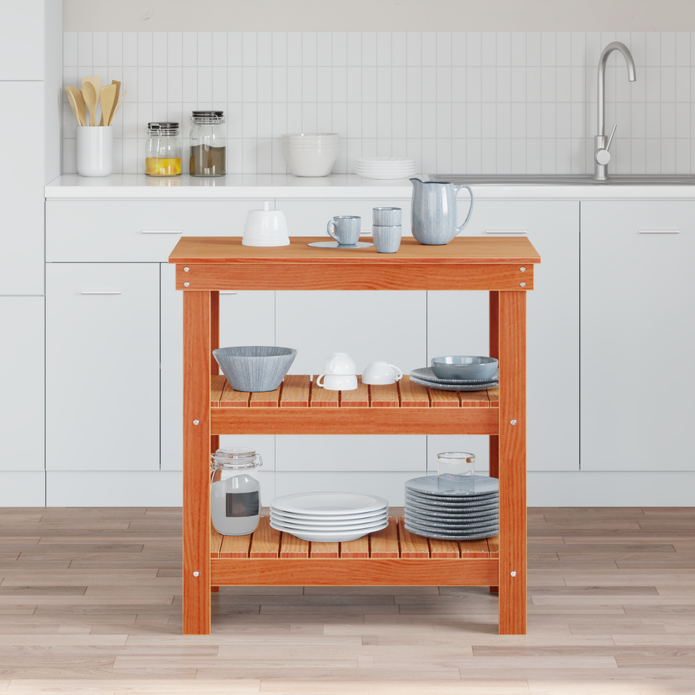 Werkbank Kiefer Massiv Wachsbraun 78,5x50x80cm