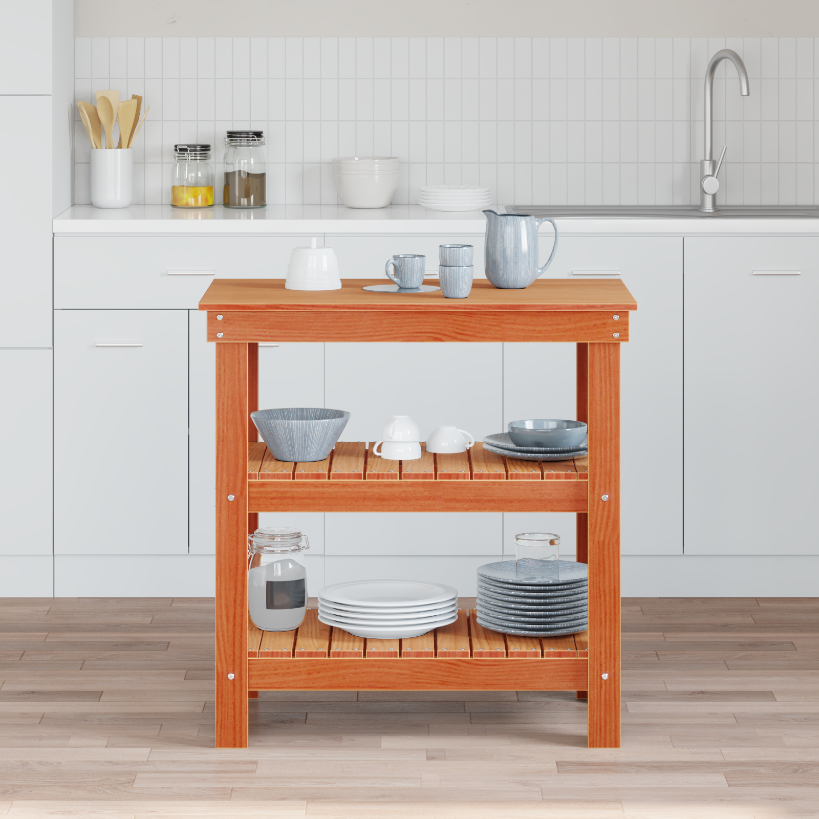 Werkbank Kiefer Massiv Wachsbraun 78,5x50x80cm