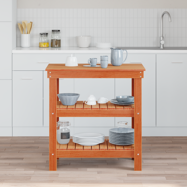 Werkbank Kiefer Massiv Wachsbraun 78,5x50x80cm