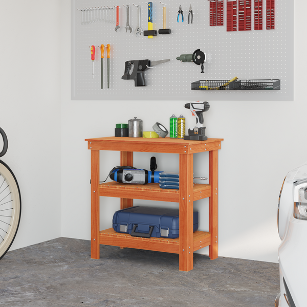 Werkbank Kiefer Massiv Wachsbraun 78,5x50x80cm