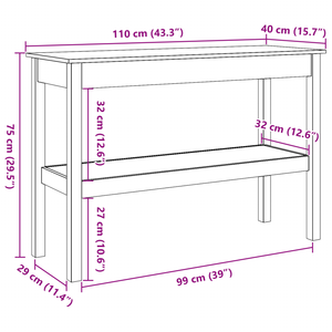 Konsolentisch Wachsbraun Kiefer Massivholz 110cm