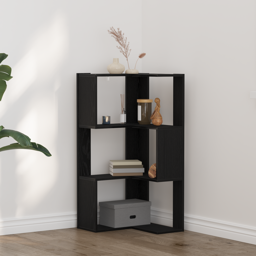 Bücherregal Schwarz Eichen-Optik