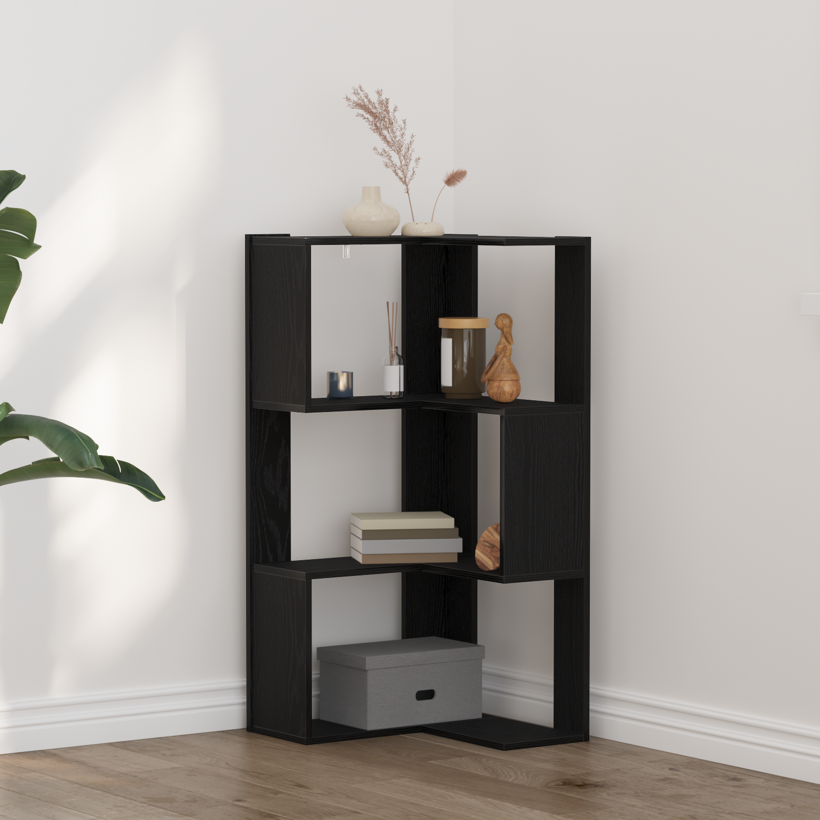 Bücherregal Schwarz Eichen-Optik
