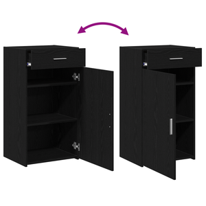vidaXL Commode avec tiroirs Noir aspect chêne 50 x 42,5 x 93 cm