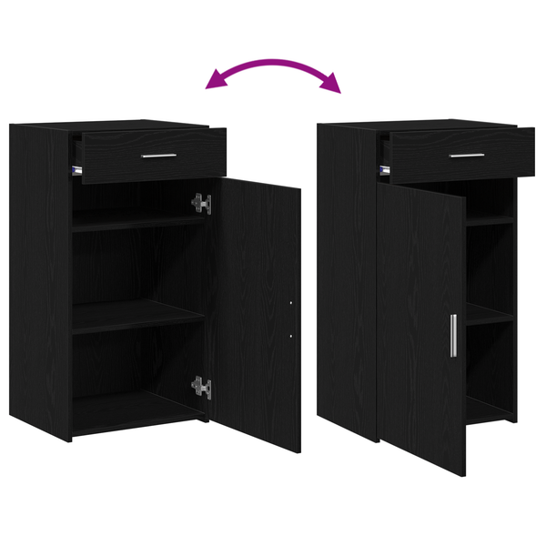 vidaXL Commode avec tiroirs Noir aspect chêne 50 x 42,5 x 93 cm