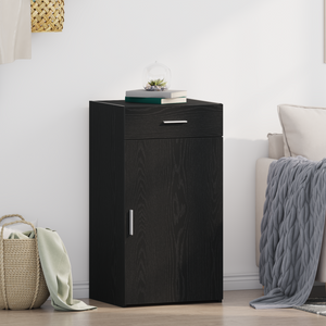 vidaXL Commode avec tiroirs Noir aspect chêne 50 x 42,5 x 93 cm
