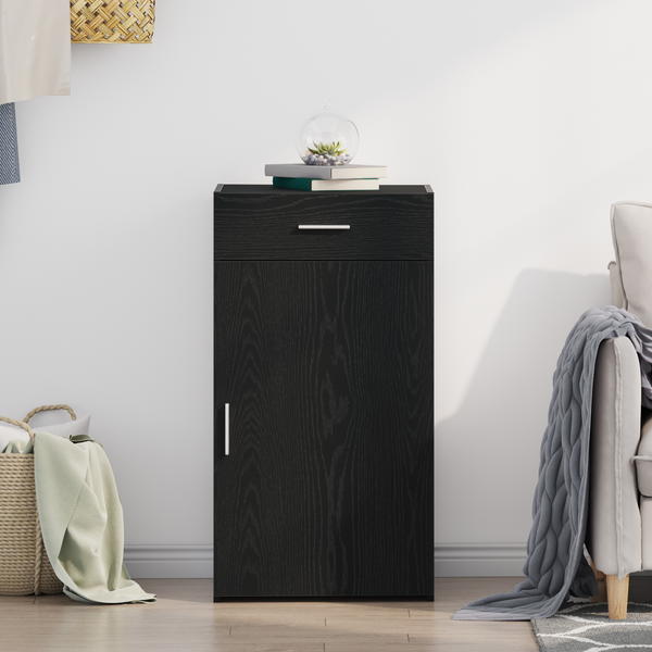 vidaXL Commode avec tiroirs Noir aspect chêne 50 x 42,5 x 93 cm
