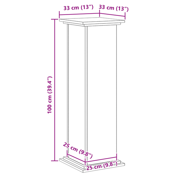 Pflanzenständer Schwarz Eichenoptik 100cm