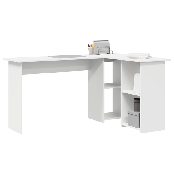 Schreibtisch mit Regal Weiß 142x102 cm