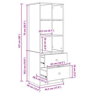 vidaXL Buffet haut avec tiroirs Blanc 45,5 x 34 x 127 cm
