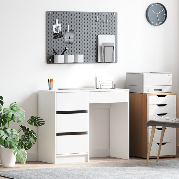 Schreibtisch Weiß mit Stauraum 90cm