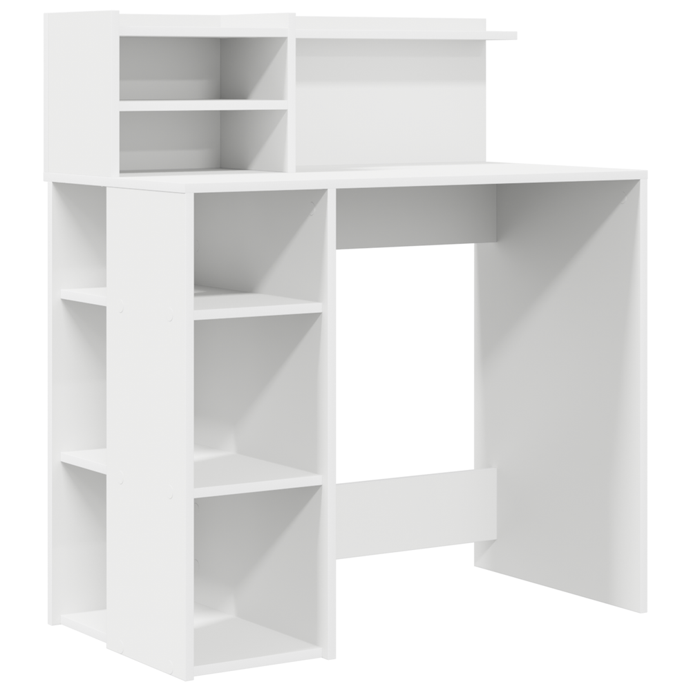 Schreibtisch mit Regal, Weiß, 90 cm