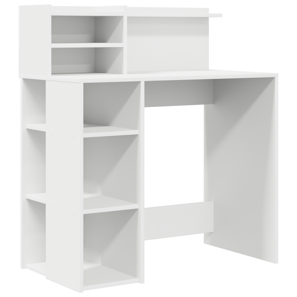 Schreibtisch mit Regal, Weiß, 90 cm