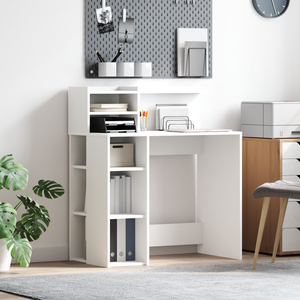 Schreibtisch mit Regal, Weiß, 90 cm