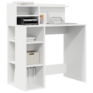 Schreibtisch mit Regal, Weiß, 90 cm
