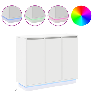 vidaXL Buffet LED blanc 90 x 32 x 75 cm en bois d'ingénierie