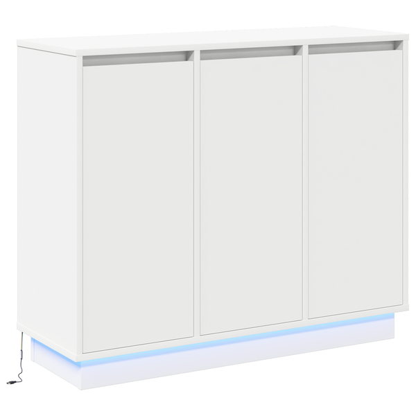 vidaXL Buffet LED blanc 90 x 32 x 75 cm en bois d'ingénierie