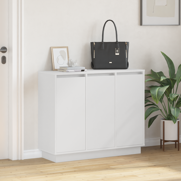 vidaXL Buffet LED blanc 90 x 32 x 75 cm en bois d'ingénierie