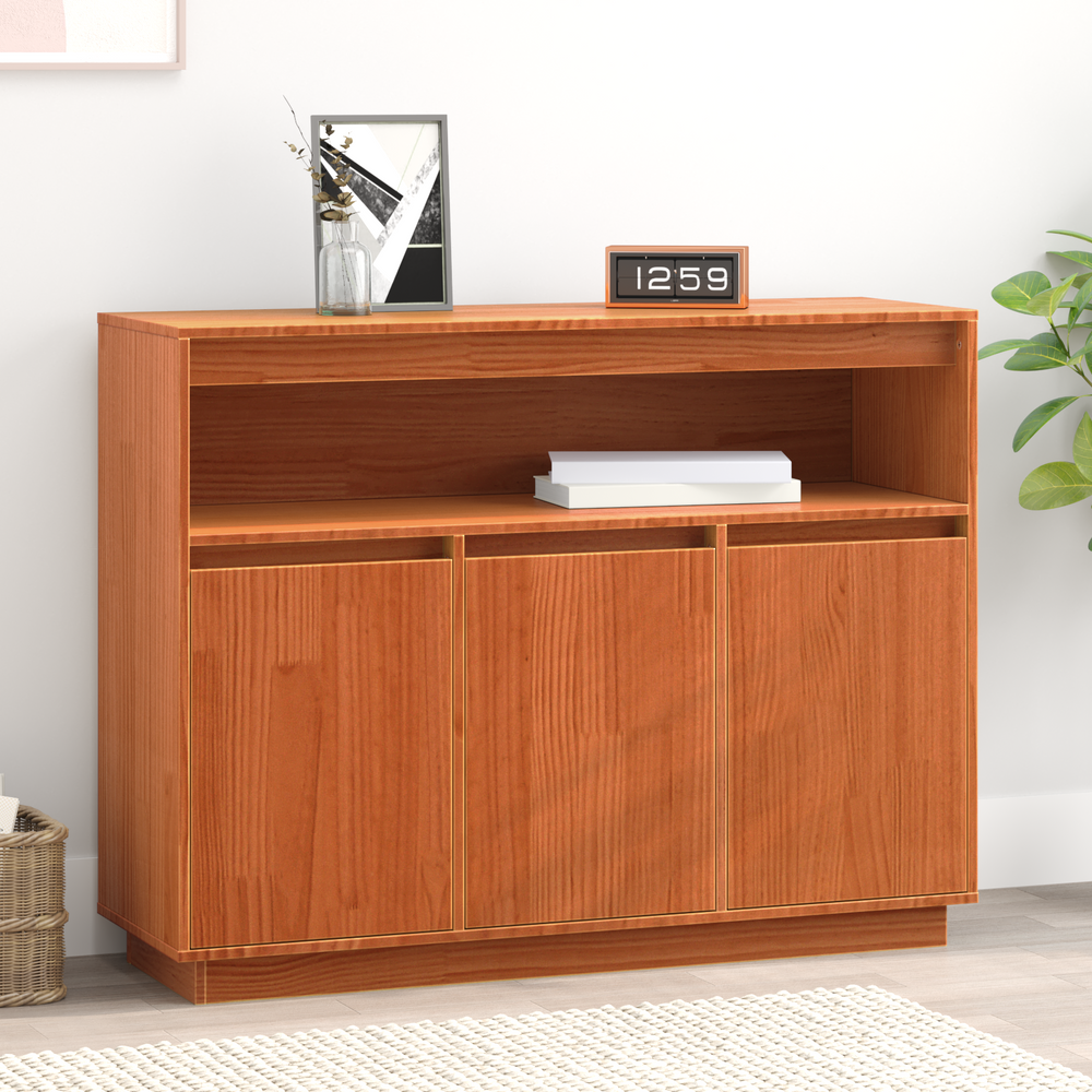vidaXL Sideboard Waxed Brown 104.5 x 34 x 80 cm Solid Pine Wood