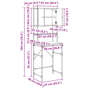 Waschmaschinenschrank Schwarz 68x48,5x194cm