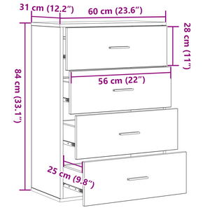 Sideboard Schwarz Eichenoptik 60 cm