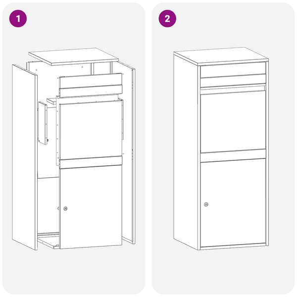 Paketbox Silber mit Tür 47,5x38x59cm