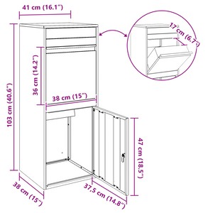 Paketbox Silber mit Tür 47,5x38x59cm
