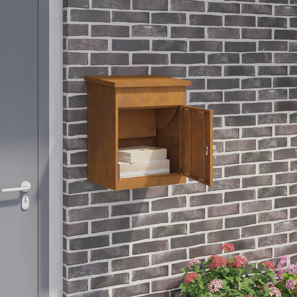 Paketbox mit Tür Rostoptik