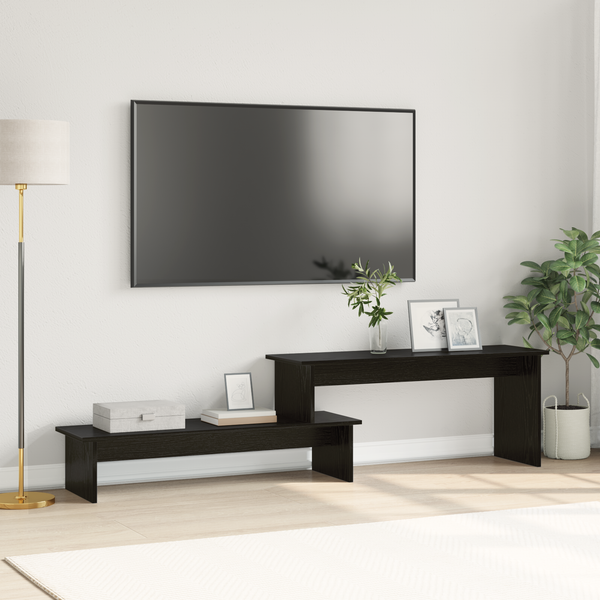 TV-Schrank Set Schwarz Eichen-Optik 180cm